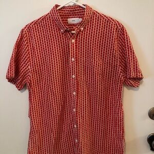 Onia Red and White Casual Button Down Shirt